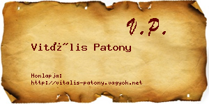 Vitális Patony névjegykártya